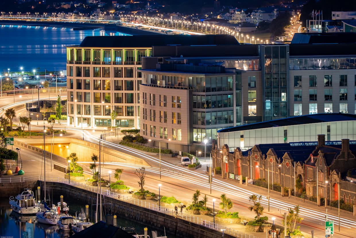 Night view of Jersey Finance Centre